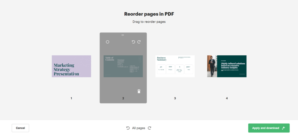 PDF Pages Reordering