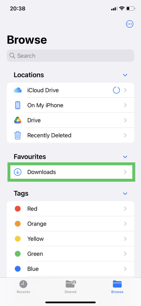 Downloads Folder on iPhone