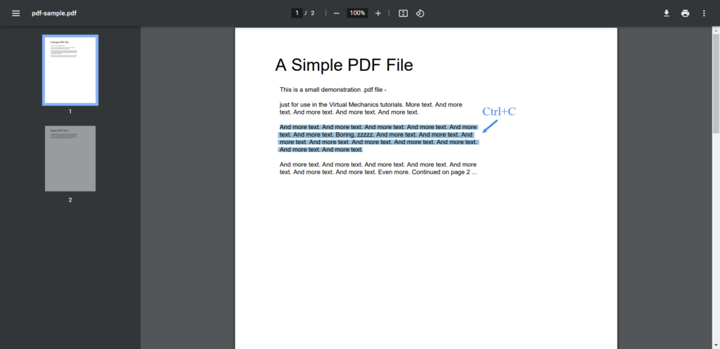 Copying Text from a PDF File