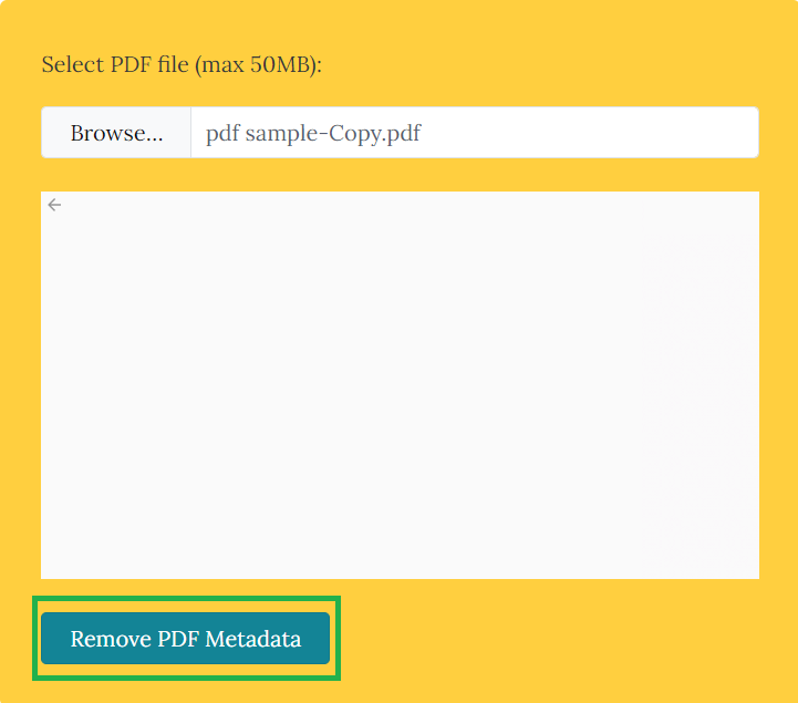 Removing the metadata from the PDF file